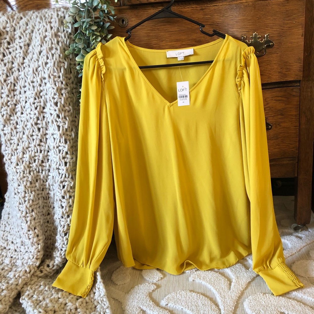 *SOLD* Bright yellow LOFT blouse